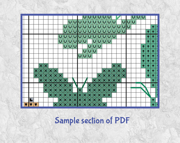 Butterfly Christmas Tree cross stitch patterns. Sample section of PDF.