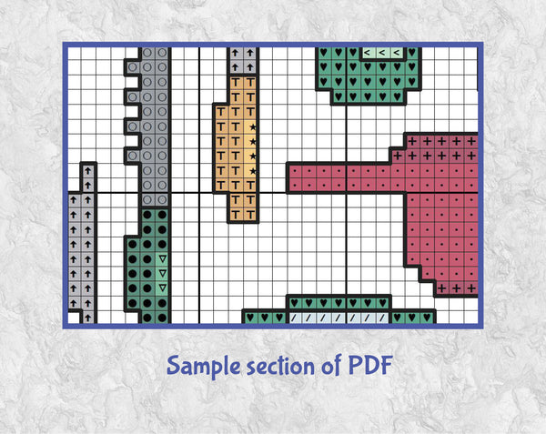 Cooking Christmas Tree cross stitch pattern. Sample section of PDF.