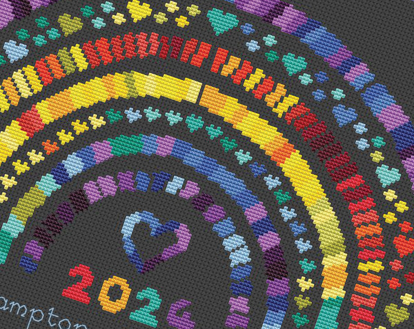 Temperature Rainbow cross stitch pattern - maximum temperatures version