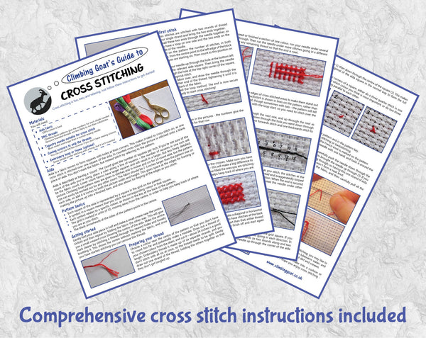 Comprehensive cross stitch instructions included