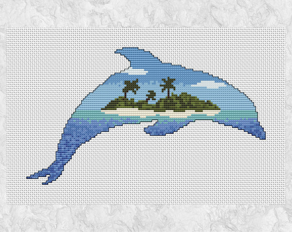 Desert Island Dolphin cross stitch pattern - Animals at Home Collection