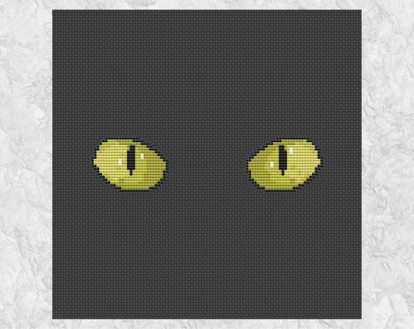 Cat's Eyes cross stitch pattern. Shown without frame.