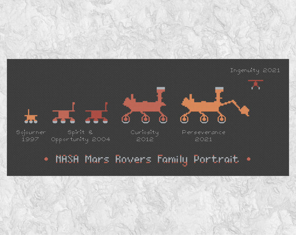 NASA Mars Rovers - astronomy cross stitch pattern - shown without frame