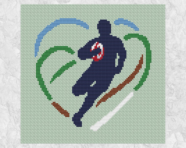 Rugby Heart cross stitch pattern - shown without frame