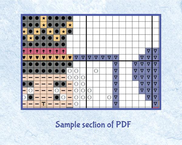 Set of Nutcrackers cross stitch pattern. Sample section of PDF.