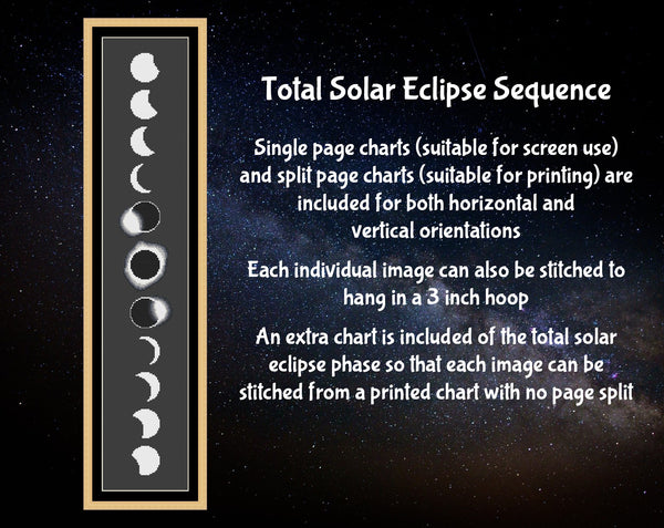 Total Solar Eclipse Sequence cross stitch pattern - vertical layout