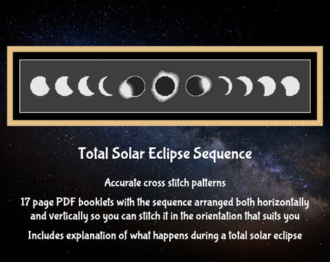 Total Solar Eclipse Sequence cross stitch pattern - horizontal layout