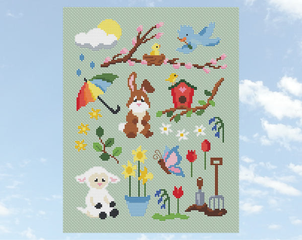 Spring Awakening cross stitch pattern - shown without frame