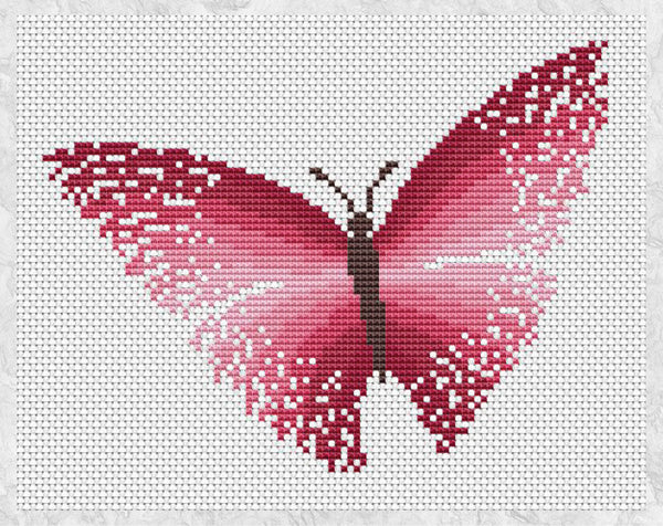 Pink Butterfly cross stitch pattern - without frame