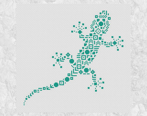 Geometric Gecko cross stitch pattern - on white without frame