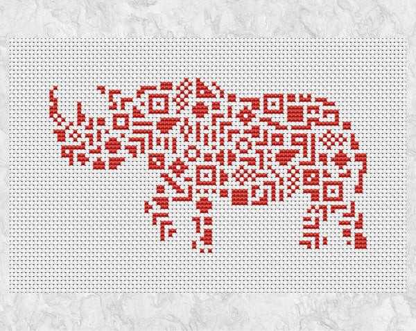 Geometric Rhino cross stitch pattern - without frame