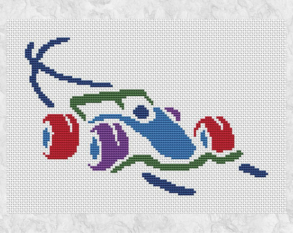 Racing Car Silhouette cross stitch pattern - easy to stitch
