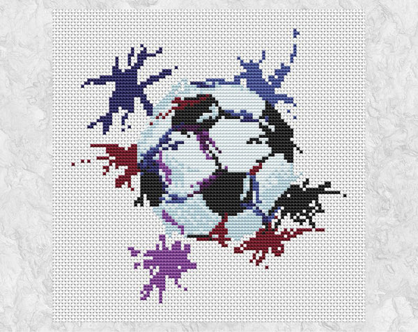 Splattered Paint Football cross stitch pattern - modern graffiti style