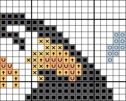 Penguin Heart cross stitch pattern - section of PDF
