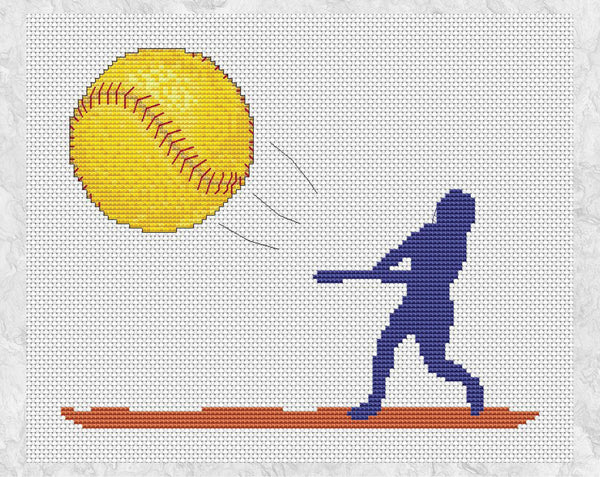 Softball cross stitch pattern - sport player