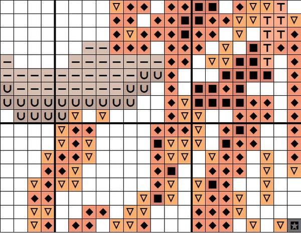 Highland Cow Heart cross stitch pattern - section of PDF