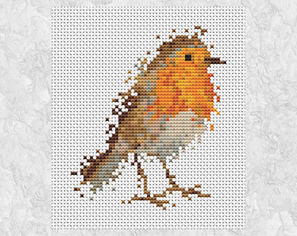 Splattered Paint Robin cross stitch pattern (smaller) without frame