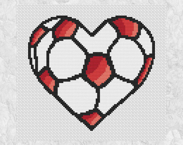 Football Heart cross stitch pattern - without frame