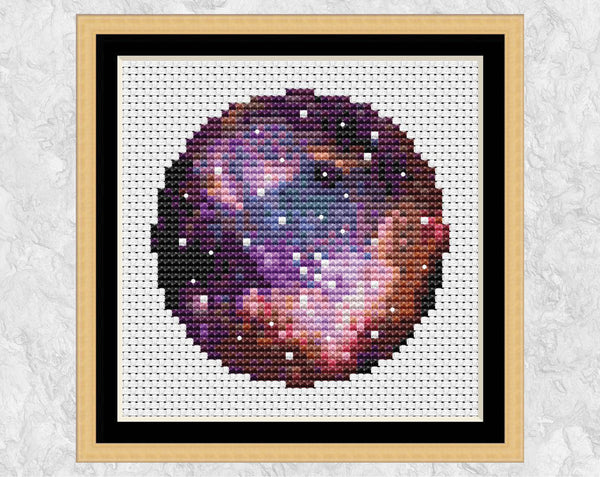 Small Magellanic Cloud Astronomy cross stitch pattern - in frame