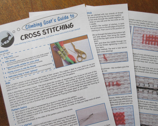 Cross stitching instructions