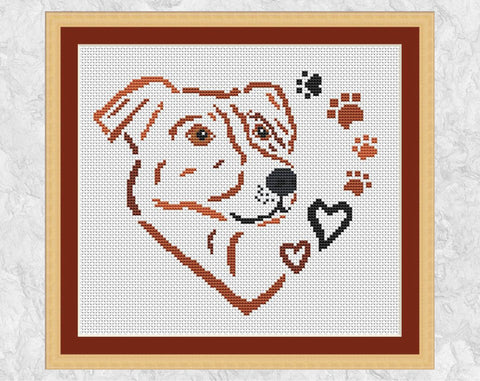 Jack Russell Terrier Heart cross stitch pattern - design for dog lovers