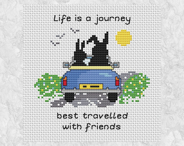 Life is a Journey cross stitch pattern without frame - UK spelling