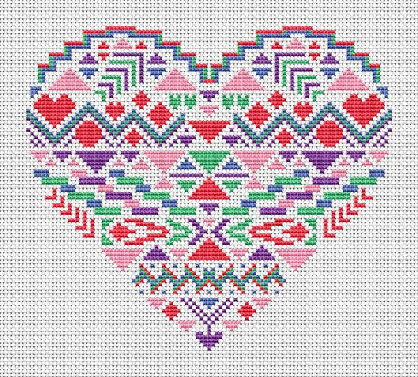 Geometric Heart cross stitch pattern - without frame