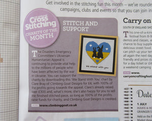 "We Stand With You" pattern featured in World of Cross Stitching Magazine
