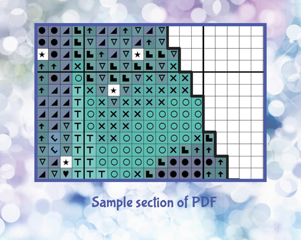 Aurora Christmas Tree cross stitch pattern. Sample section of PDF.