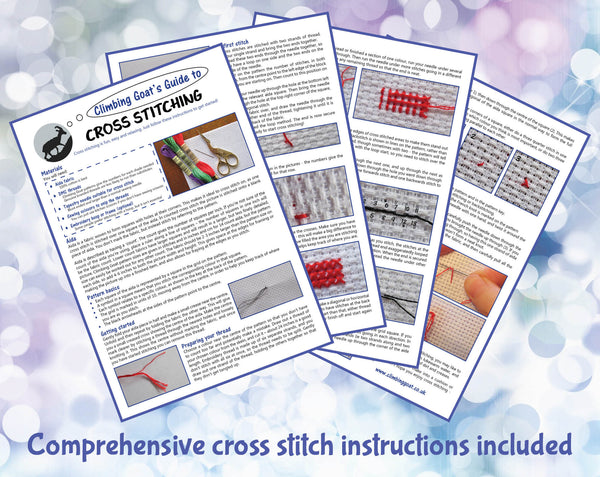 Comprehensive cross stitch instructions included.