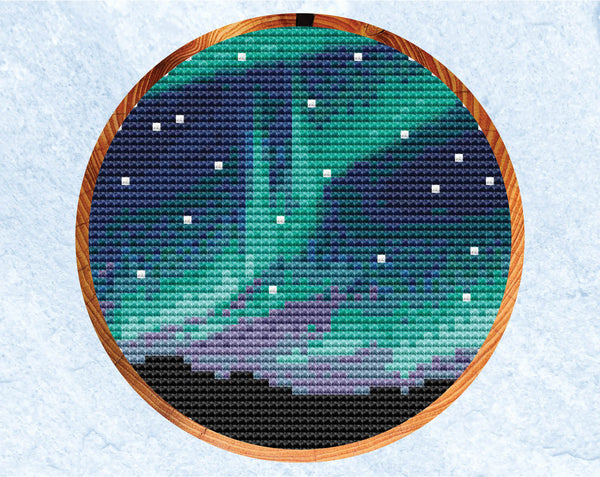 Aurora cross stitch pattern. Version without photographer silhouette.