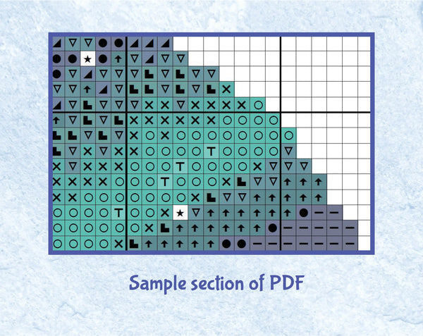 Aurora cross stitch pattern. Sample section of PDF.
