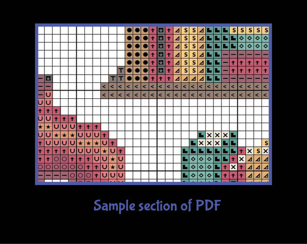 Book Dragon cross stitch pattern. Sample section of PDF.