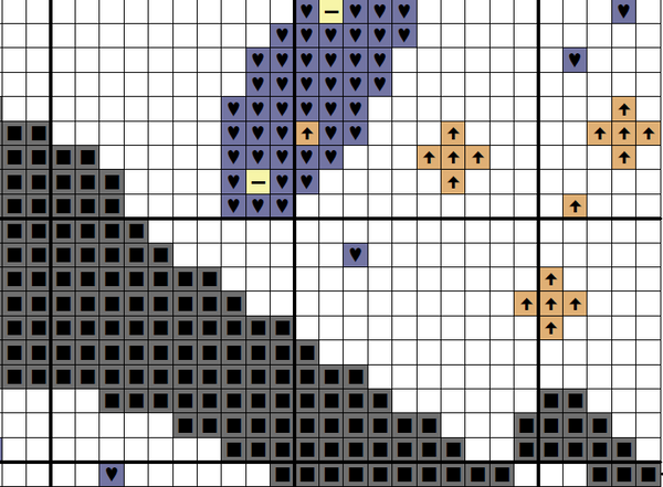 Stargazing Star cross stitch pattern. Silhouette of a person gazing through a telescope with a star shaped background. Sample section of PDF.
