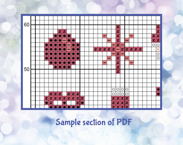 Christmas Rainbow Sampler cross stitch pattern. Sample section of PDF.