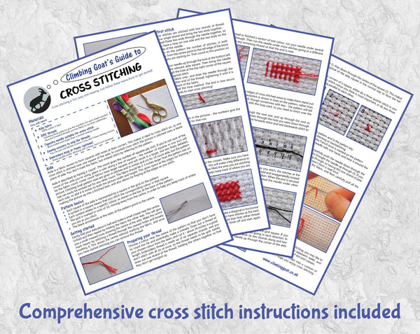 Cross stitch instructions included