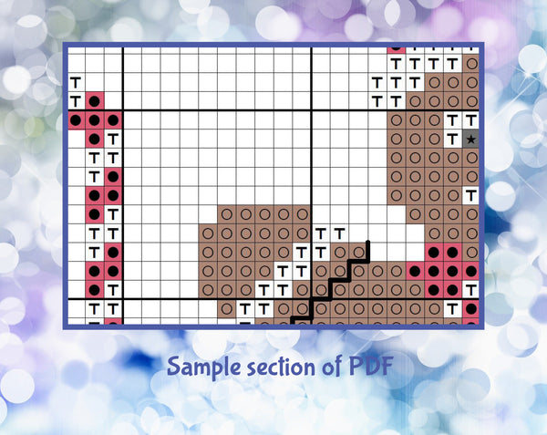 Gingerbread Man cross stitch pattern. Sample section of PDF.