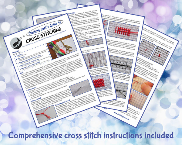 Comprehensive cross stitch instructions included.