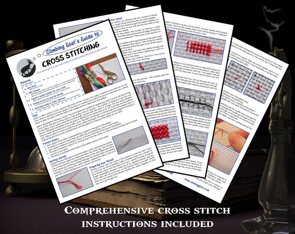Comprehensive cross stitch instructions included.