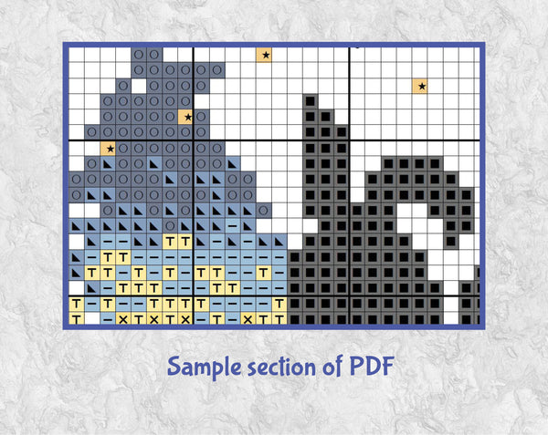 Hanukkah Friendship cross stitch pattern. Sample section of PDF.