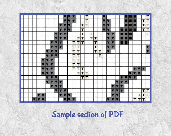 Husky Sketched Heart cross stitch pattern. Sample section of PDF.