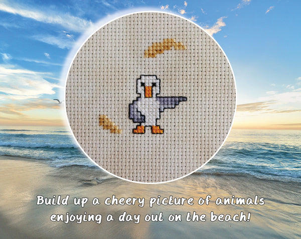 Life's A Beach Stitchalong cross stitch pattern by Climbing Goat Designs

Build up a cheery picture of animals enjoying a day out on the beach!