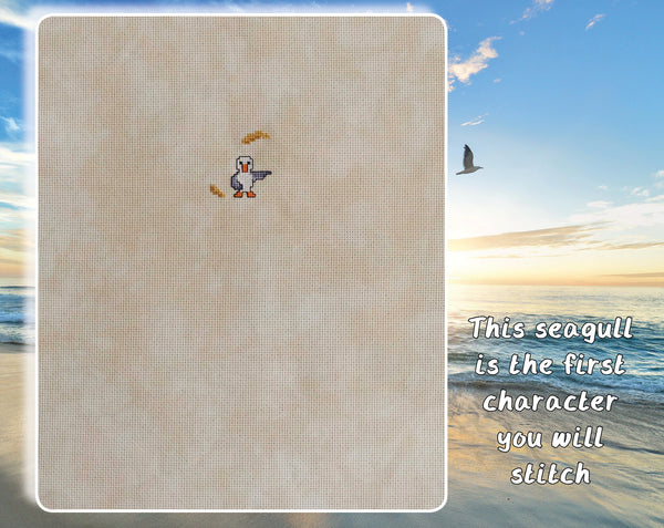 Life's A Beach Stitchalong cross stitch pattern by Climbing Goat Designs

This seagull is the first character you will stitch