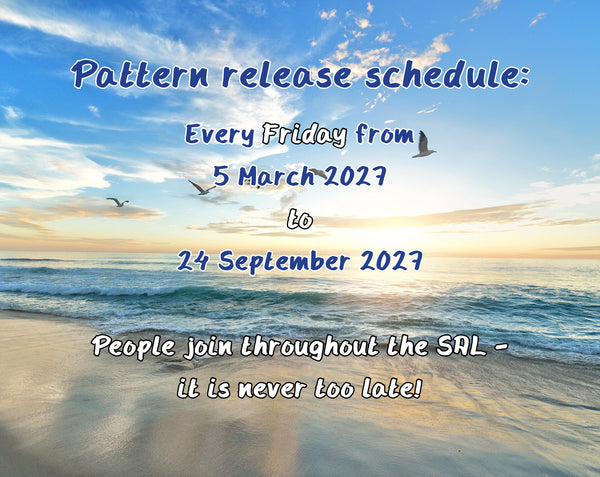 Life's A Beach Stitchalong cross stitch pattern by Climbing Goat Designs

Pattern release schedule:
Every Friday from 5 March 2027 to 24 September 2027

People join throughout the SAL - it is never too late!