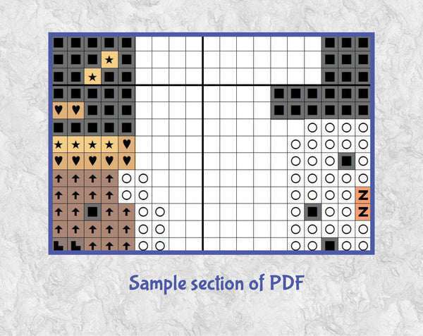 Mini Christmas Characters cross stitch pattern. Sample section of PDF.