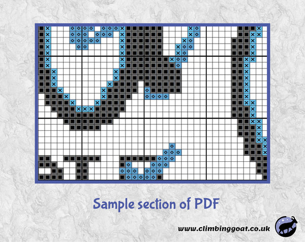 Mountain Bike cross stitch pattern. Sample section of PDF.