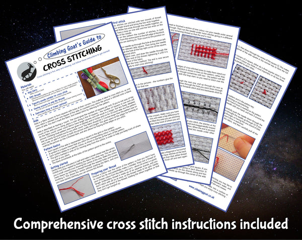 Comprehensive cross stitch instructions included.