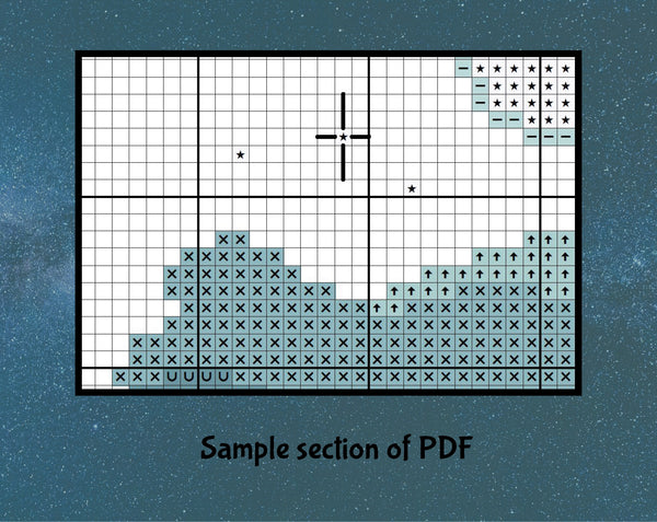 I'm a Believer Nessie cross stitch pattern. Sample section of PDF.