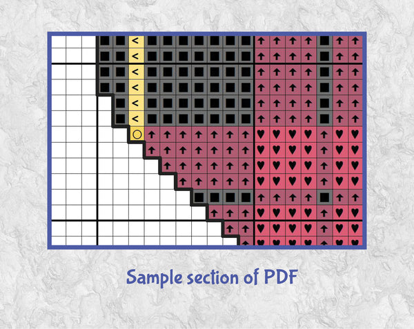 Nine Tartan Hearts cross stitch pattern. Mini hearts filled with different Scottish tartan patterns. Sample section of PDF.