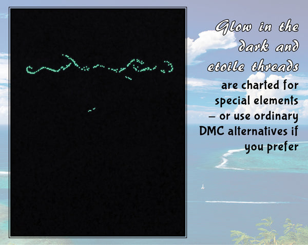 Ocean: Wonders of the Seas. A stitchalong by Climbing Goat Designs.

Glow in the dark and etoile threads are charted for special elements - or use ordinary DMC alternatives if you prefer.